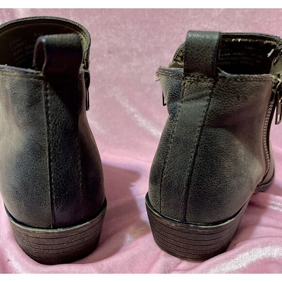 Jessica Cline Sz8 Women Black Double Zipper Ankle Boots - Picture 4 of 10